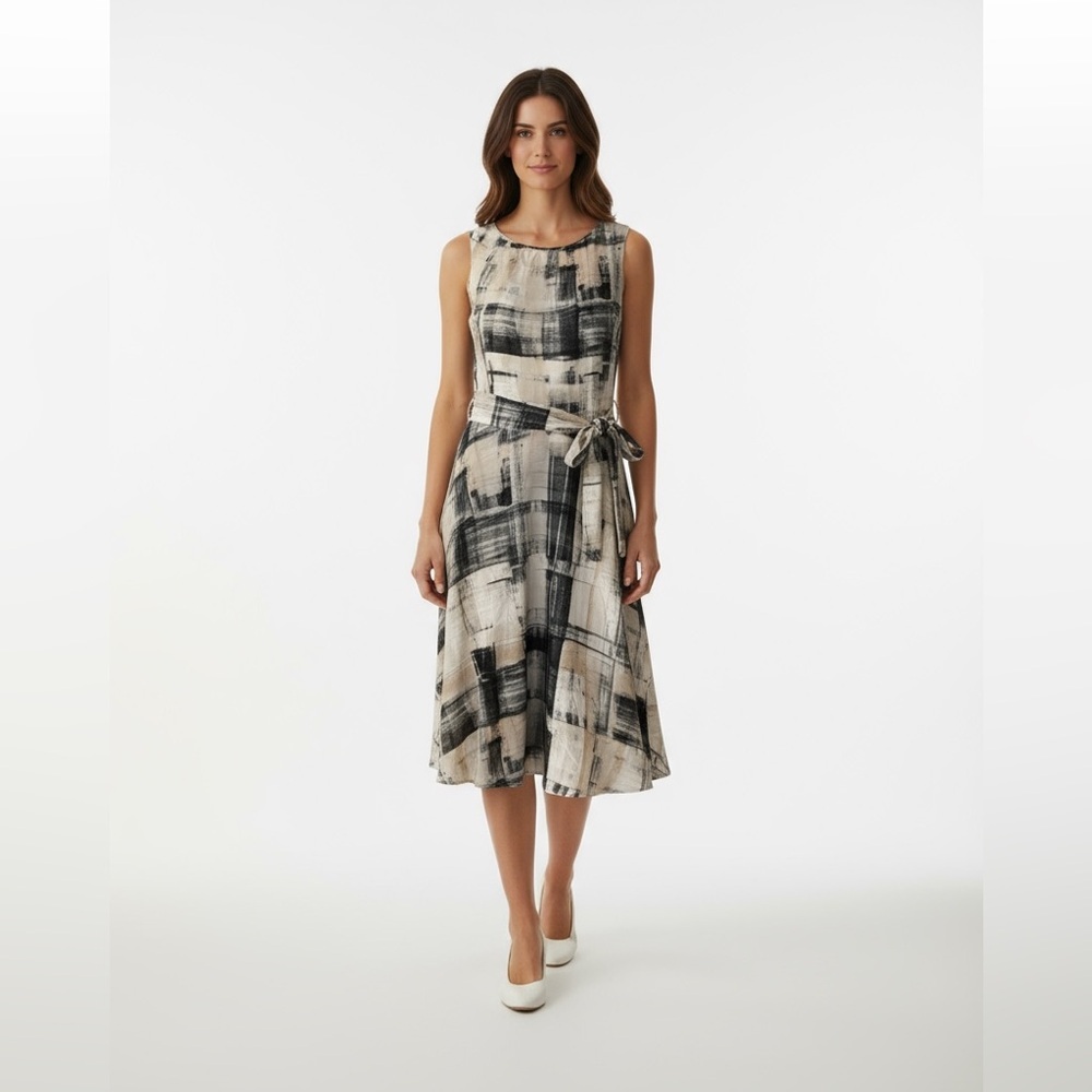 Coldwater Creek Neutral Brushstroke Midi Dress